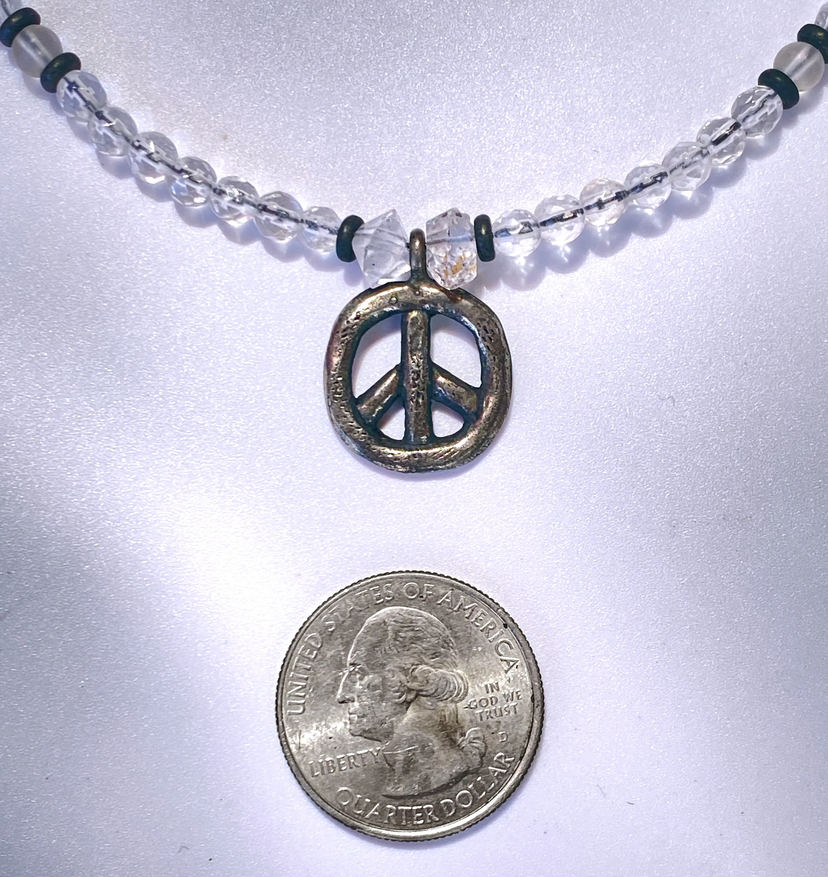 Herkimer Diamond Peace Necklace