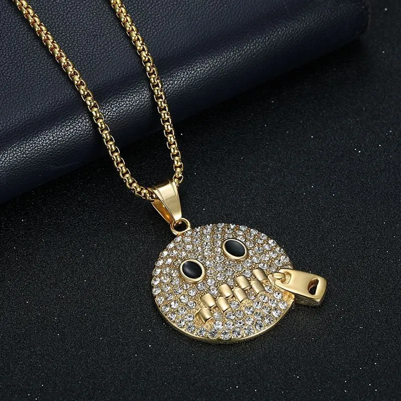 Hip Hop Shut up Zircon Expression Pendant