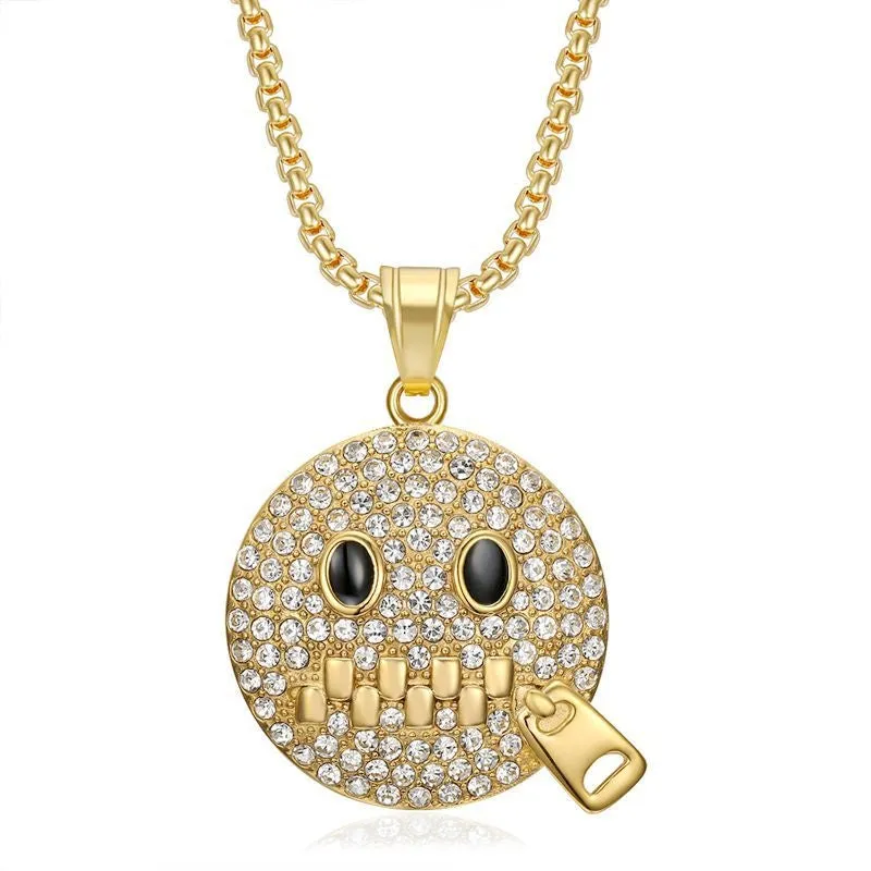 Hip Hop Shut up Zircon Expression Pendant