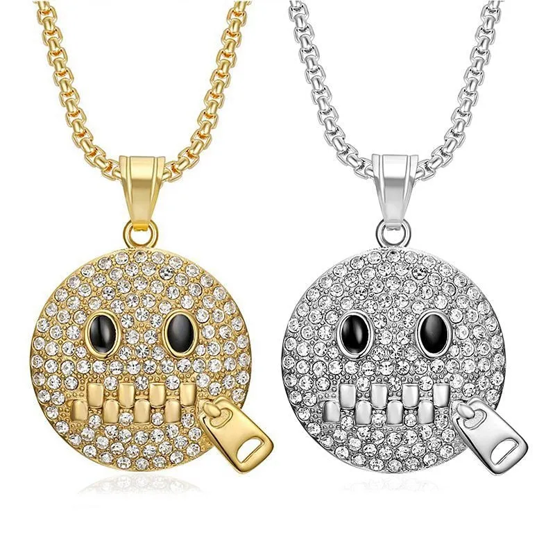 Hip Hop Shut up Zircon Expression Pendant