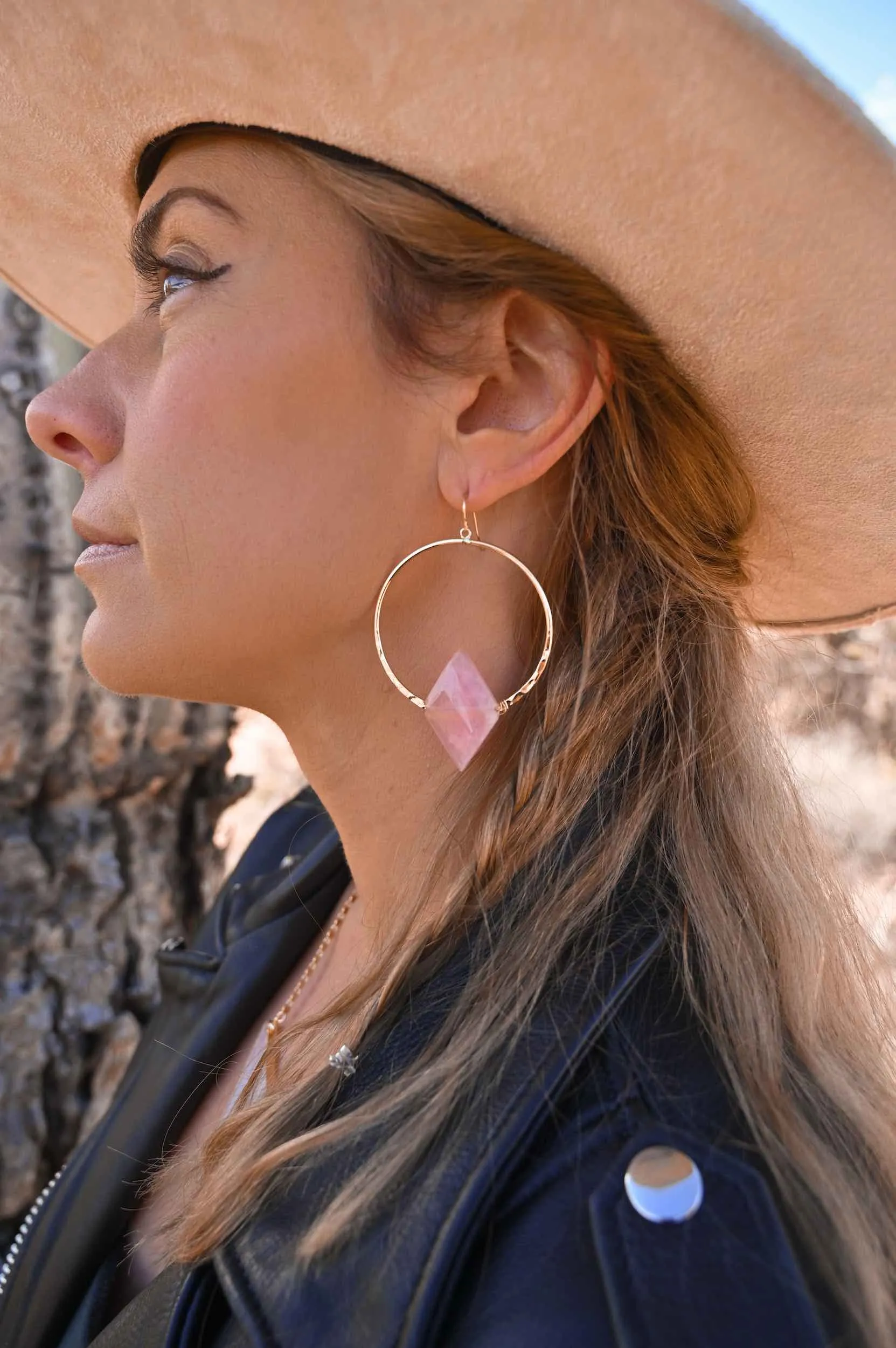 I Am Love Rose Quartz Earrings