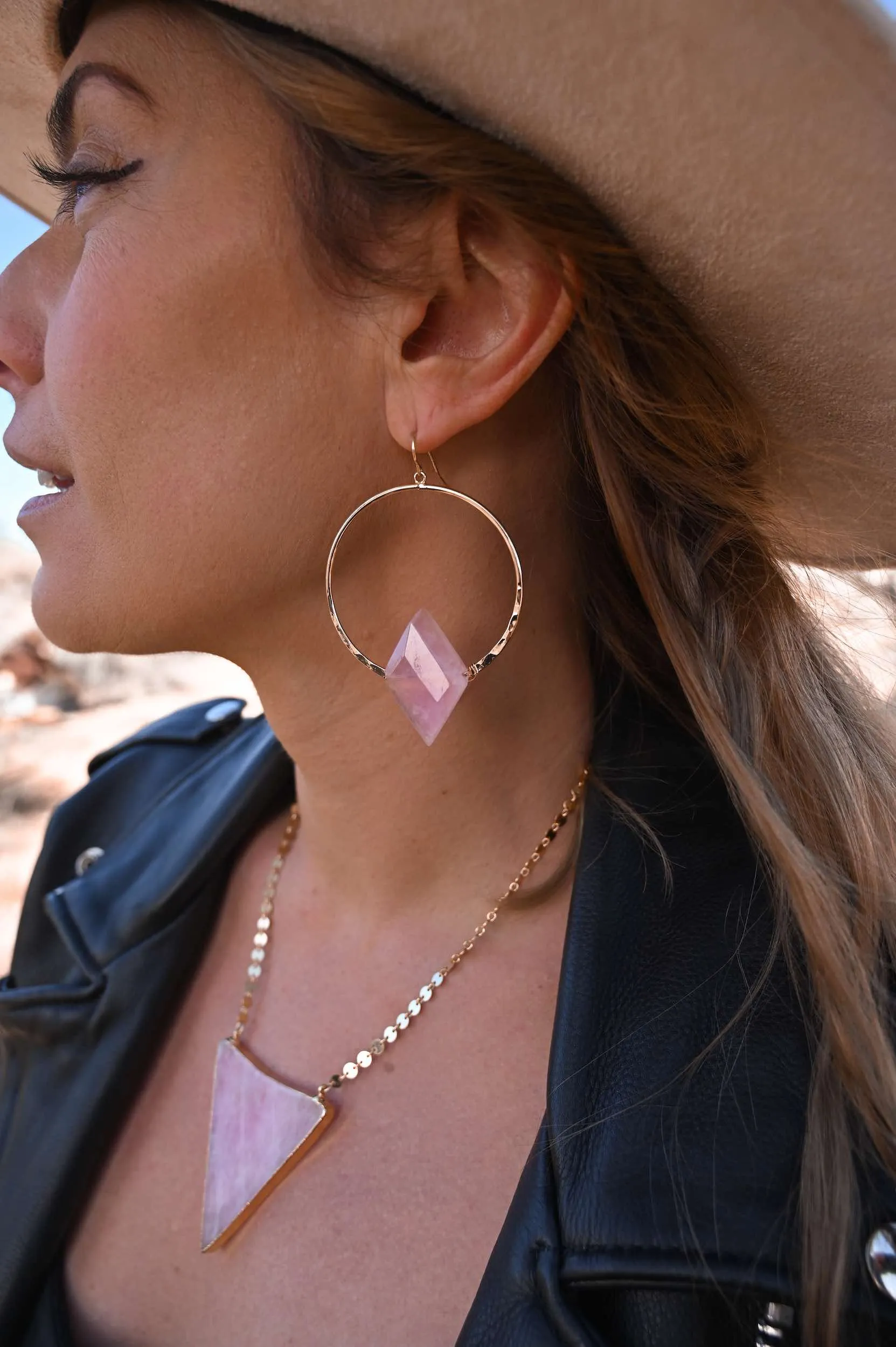 I Am Love Rose Quartz Earrings