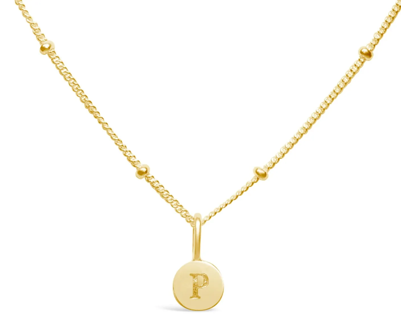 Initial Letter Necklace - 14K Gold