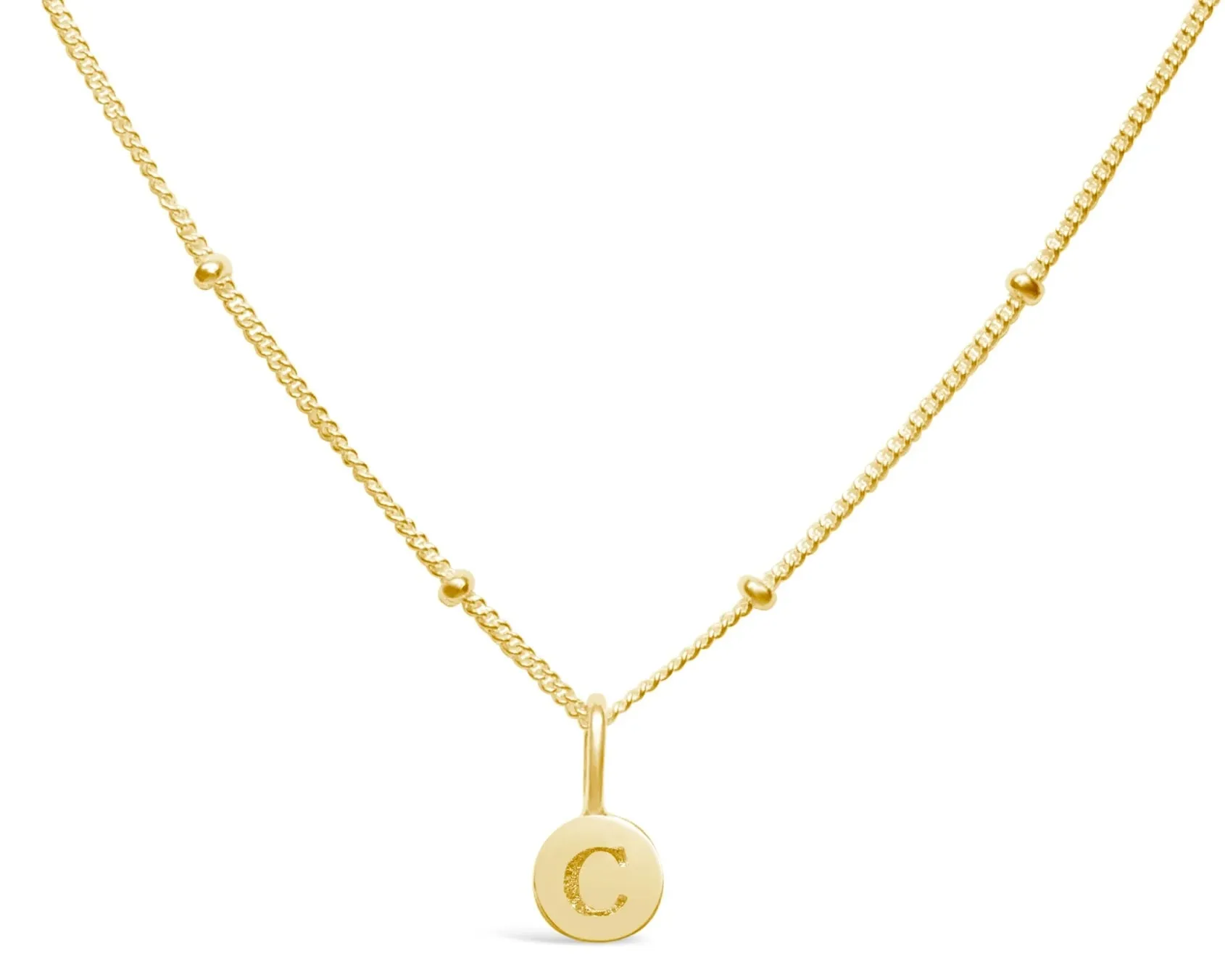 Initial Letter Necklace - 14K Gold