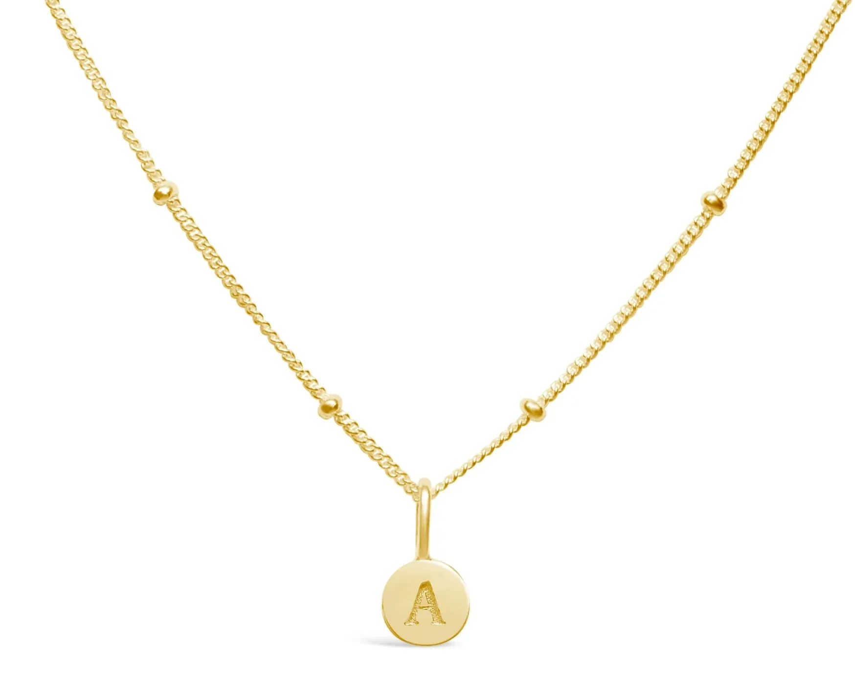 Initial Letter Necklace - 14K Gold