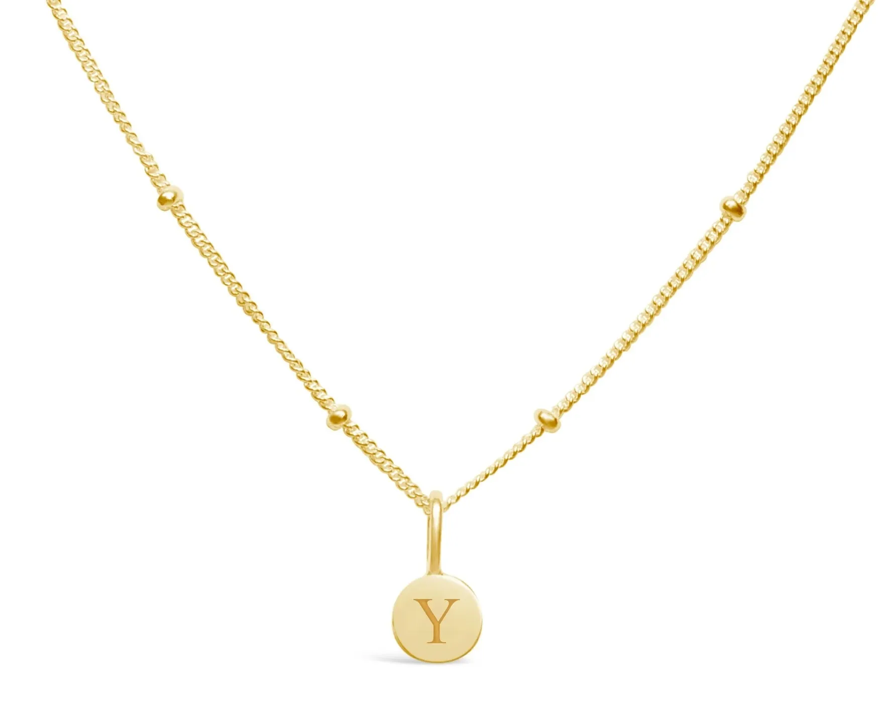 Initial Letter Necklace - 14K Gold