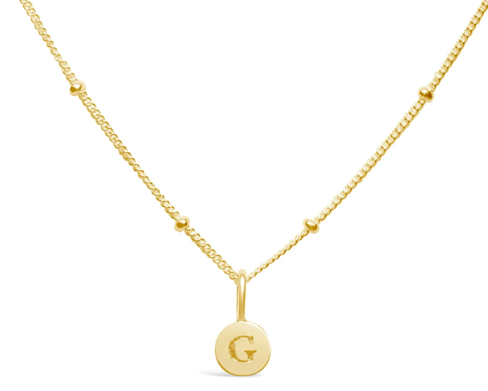 Initial Letter Necklace - 14K Gold