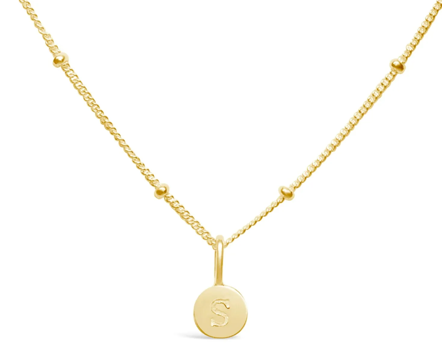 Initial Letter Necklace - 14K Gold