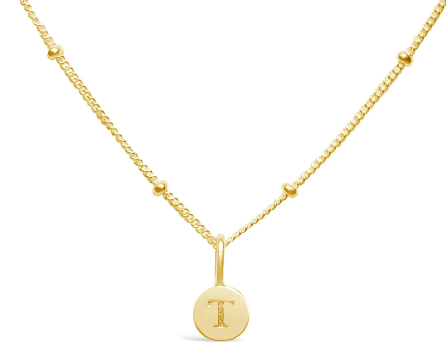 Initial Letter Necklace - 14K Gold