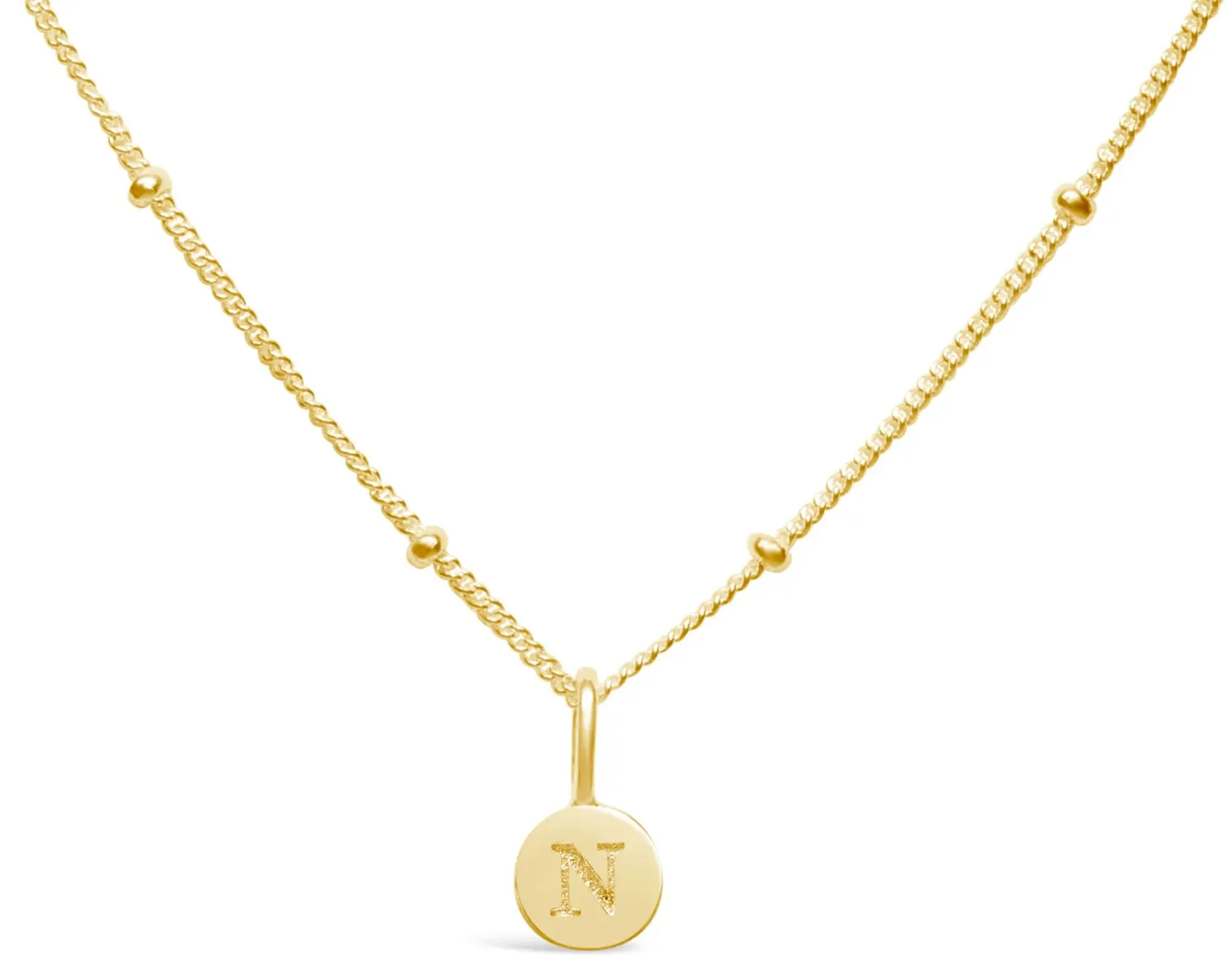 Initial Letter Necklace - 14K Gold