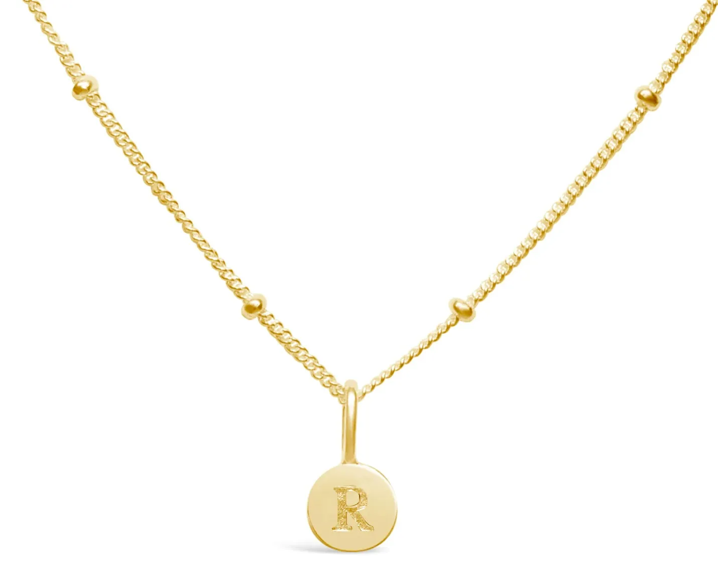 Initial Letter Necklace - 14K Gold