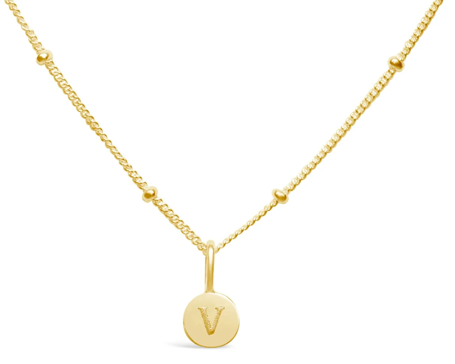 Initial Letter Necklace - 14K Gold