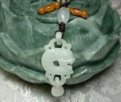 Jadeite Dragon with Drop Pendant Necklace (BJNECK-25)