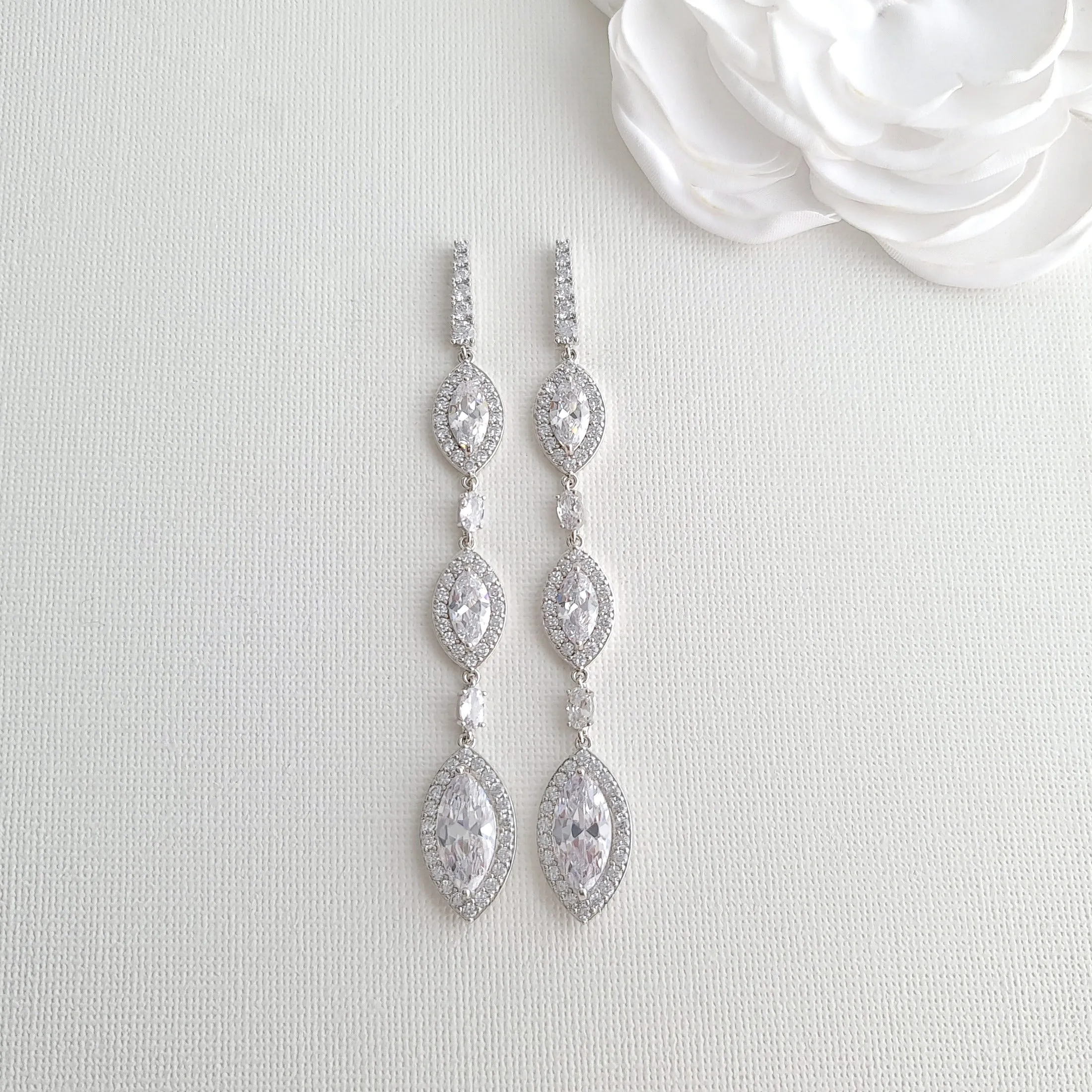 Jewelry Set with Long Drop Earrings and Bracelet- Harriet