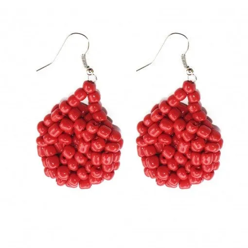 Kanule Beaded Earrings - Red