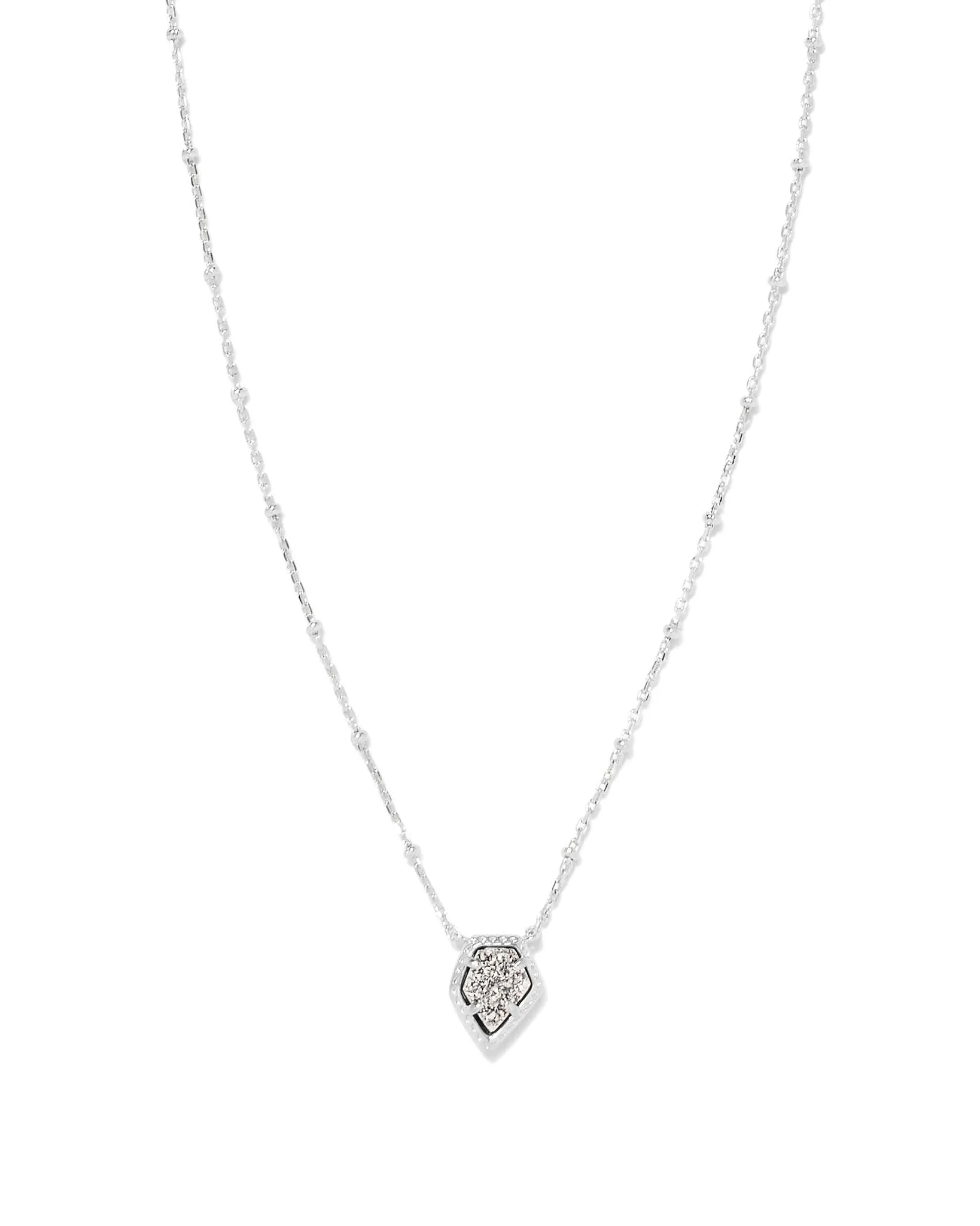 Kendra Scott Tessa Framed Satellite Chain Pendant Necklace in Platinum Drusy and Rhodium Plated