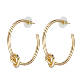 Knot Stud Hoop Earrings Gold