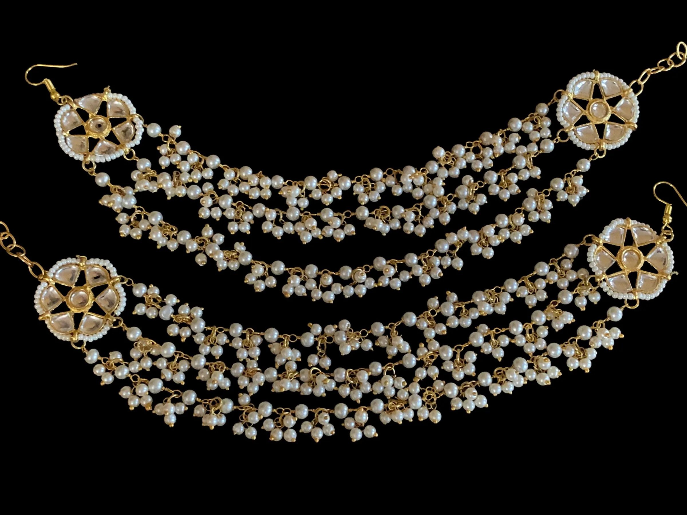 Kundan and pearl ear supports  (READY TO SHIP )