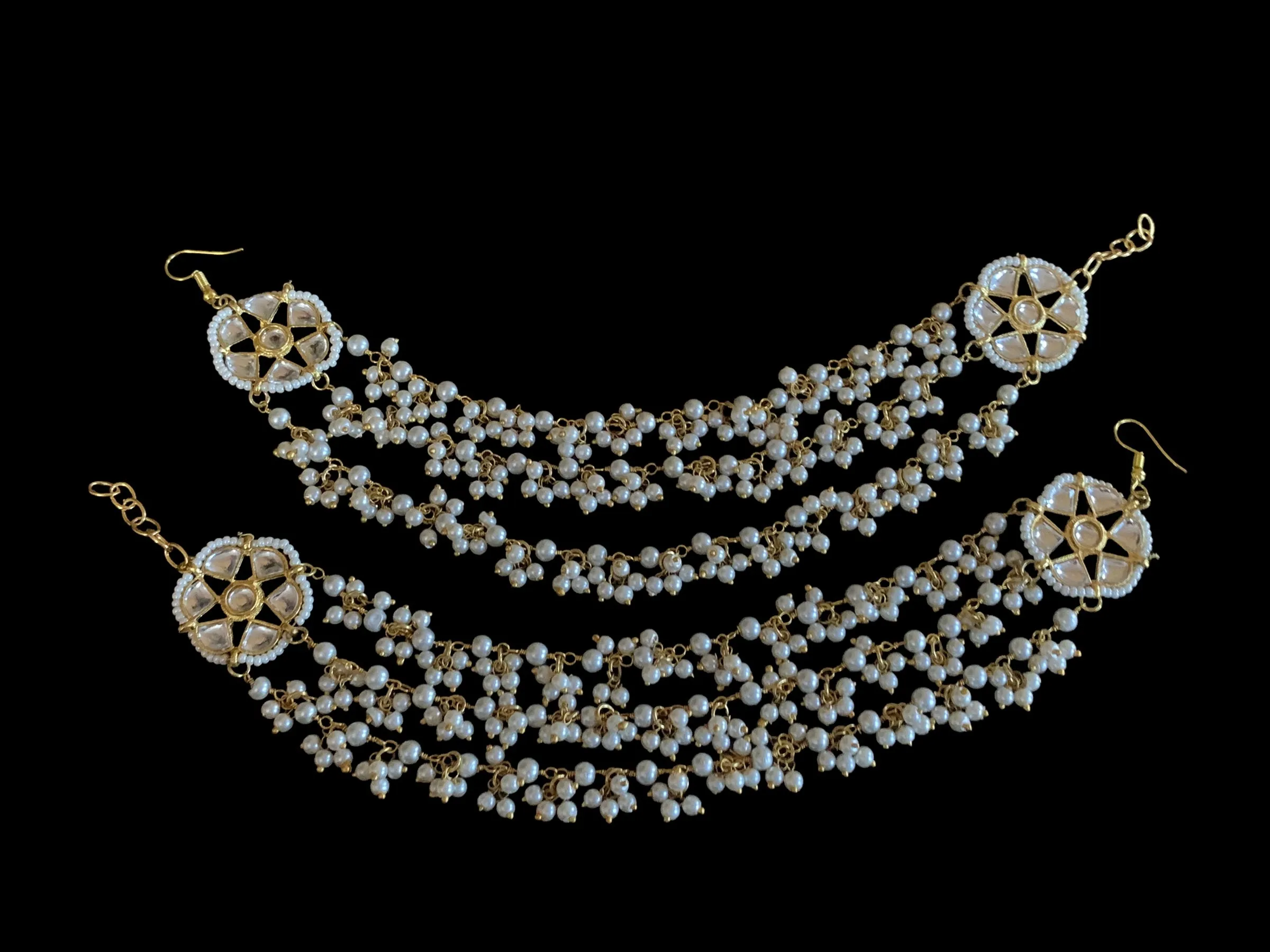 Kundan and pearl ear supports  (READY TO SHIP )