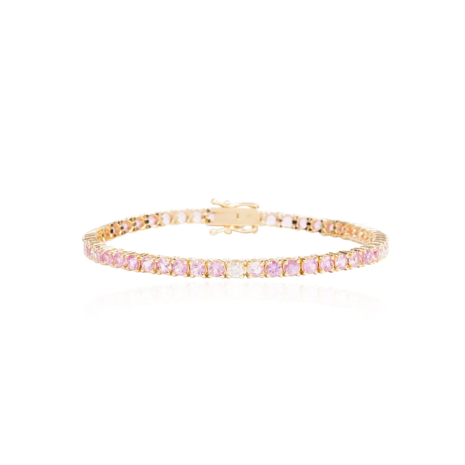 Large Pink Sapphire and Diamond Bracelet