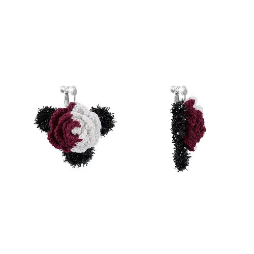 LB Hand Crochet Rose Earrings Halloween Ear Clip LOJL92