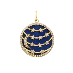 Lionheart - Moon to my Stars Lapis Lazuli Charm with Diamonds, Yellow Gold