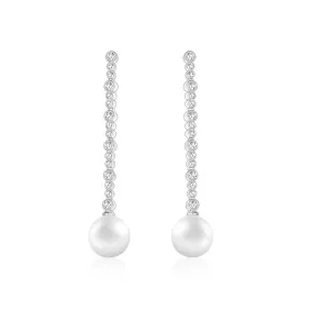 LONG CRYSTAL PEARL DROP EARRING