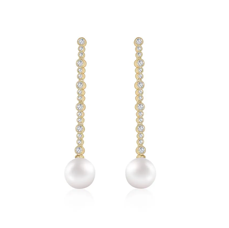 LONG CRYSTAL PEARL DROP EARRING