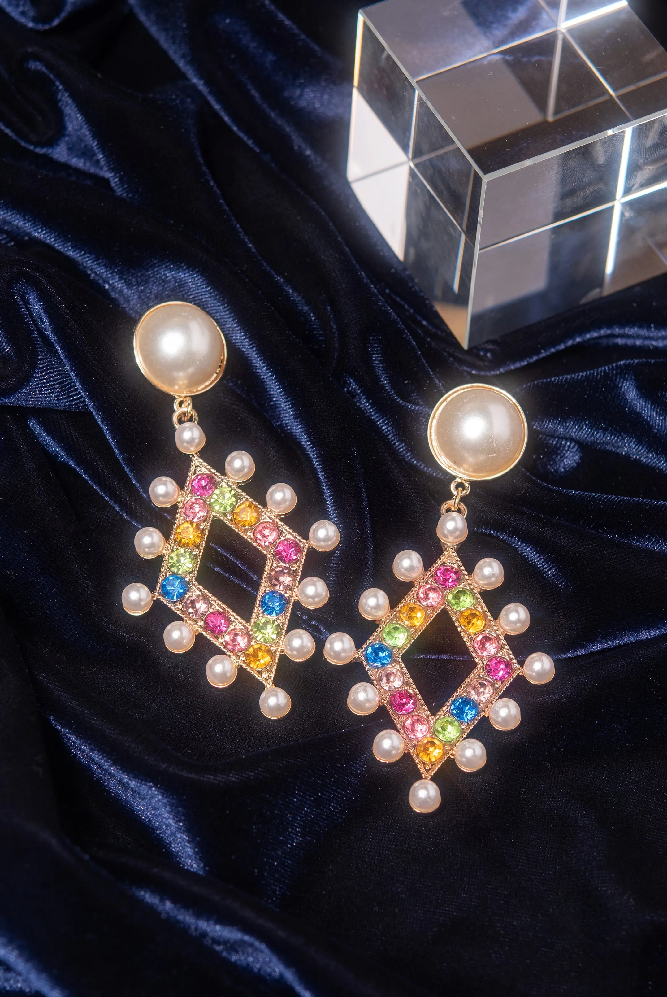 Louella Rhinestone and Pearl Drop Earrings