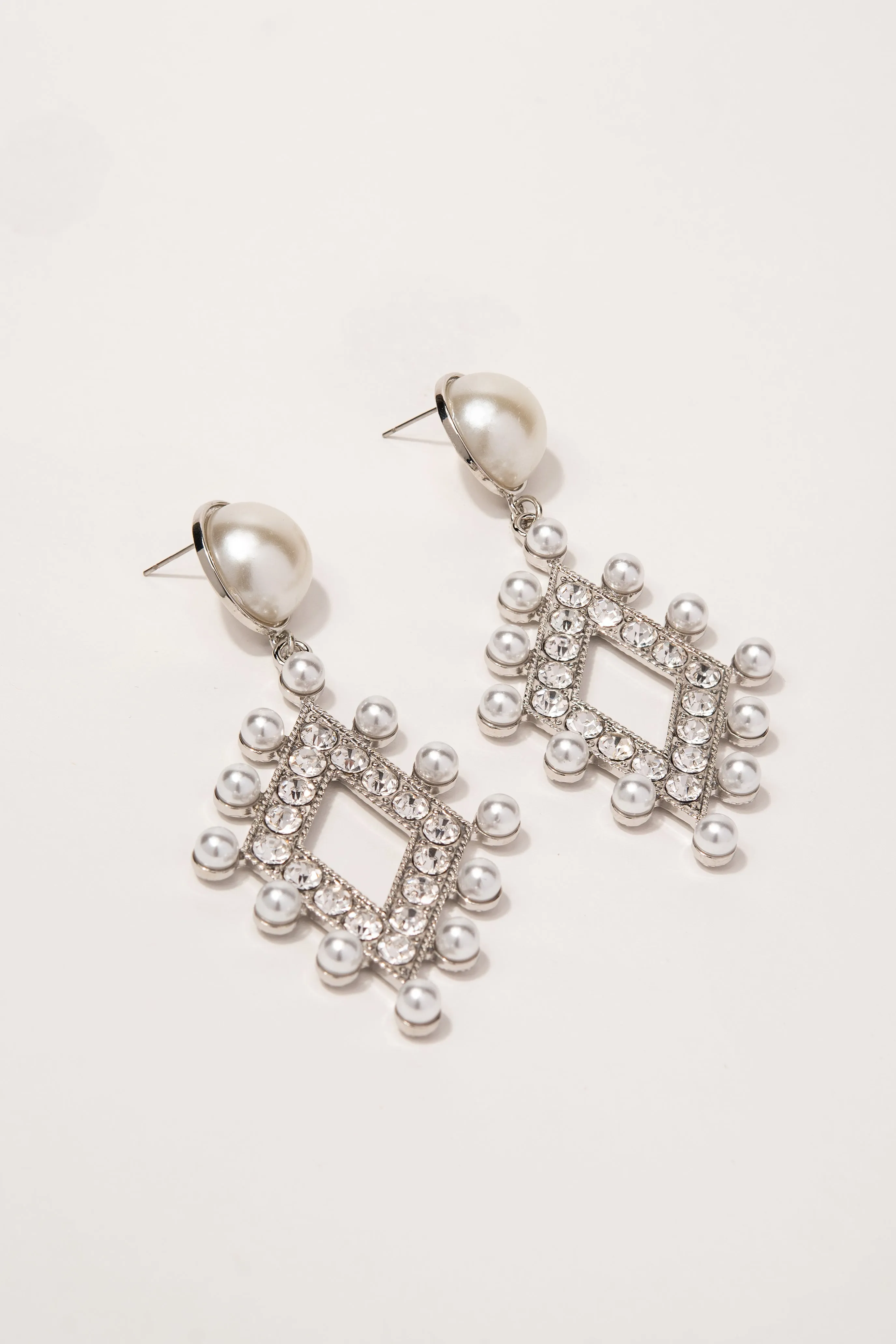 Louella Rhinestone and Pearl Drop Earrings