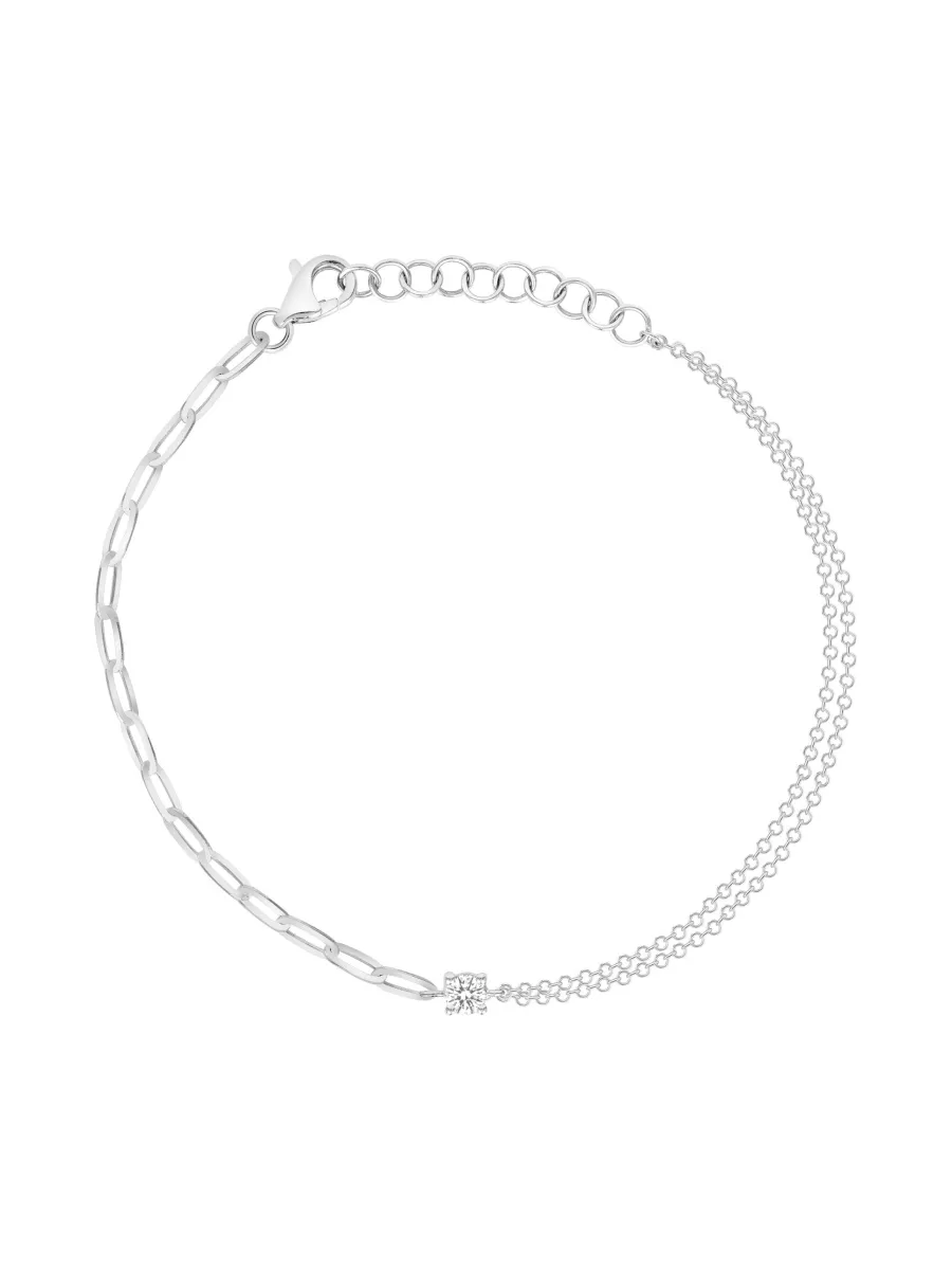 Mixed Chain Diamond Bracelet 14K