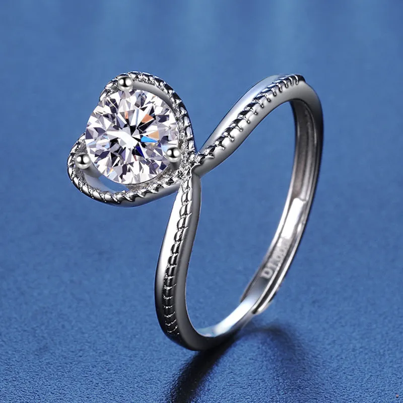 Moissanite Heart Love Ring