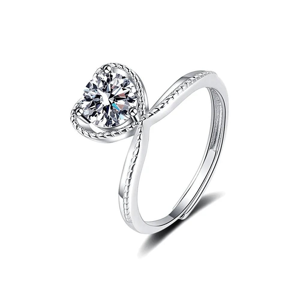 Moissanite Heart Love Ring