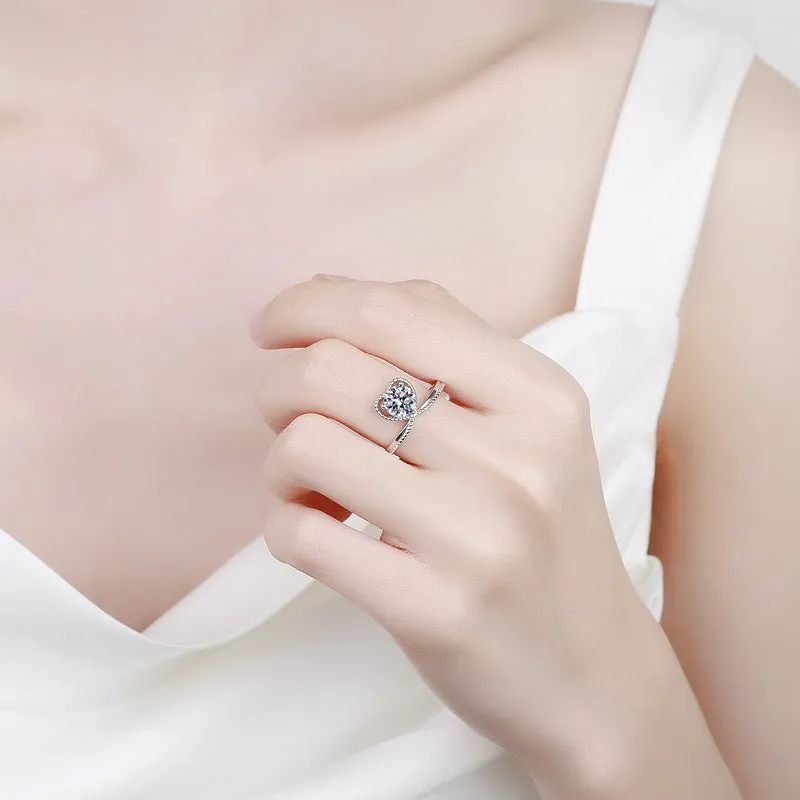 Moissanite Heart Love Ring