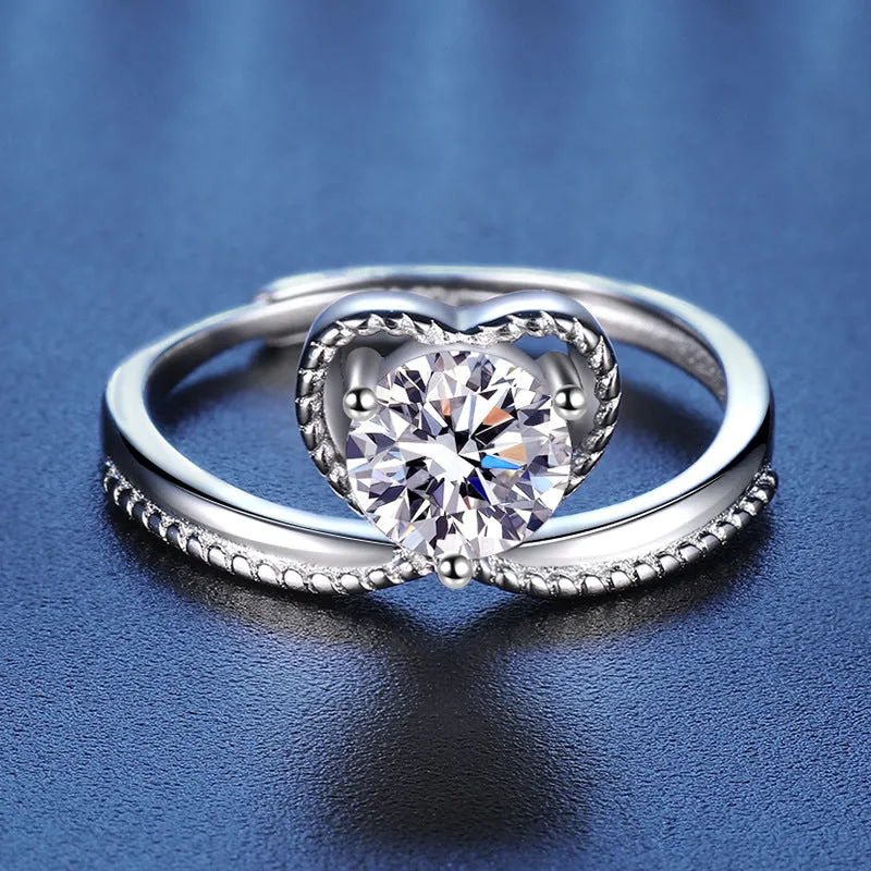 Moissanite Heart Love Ring