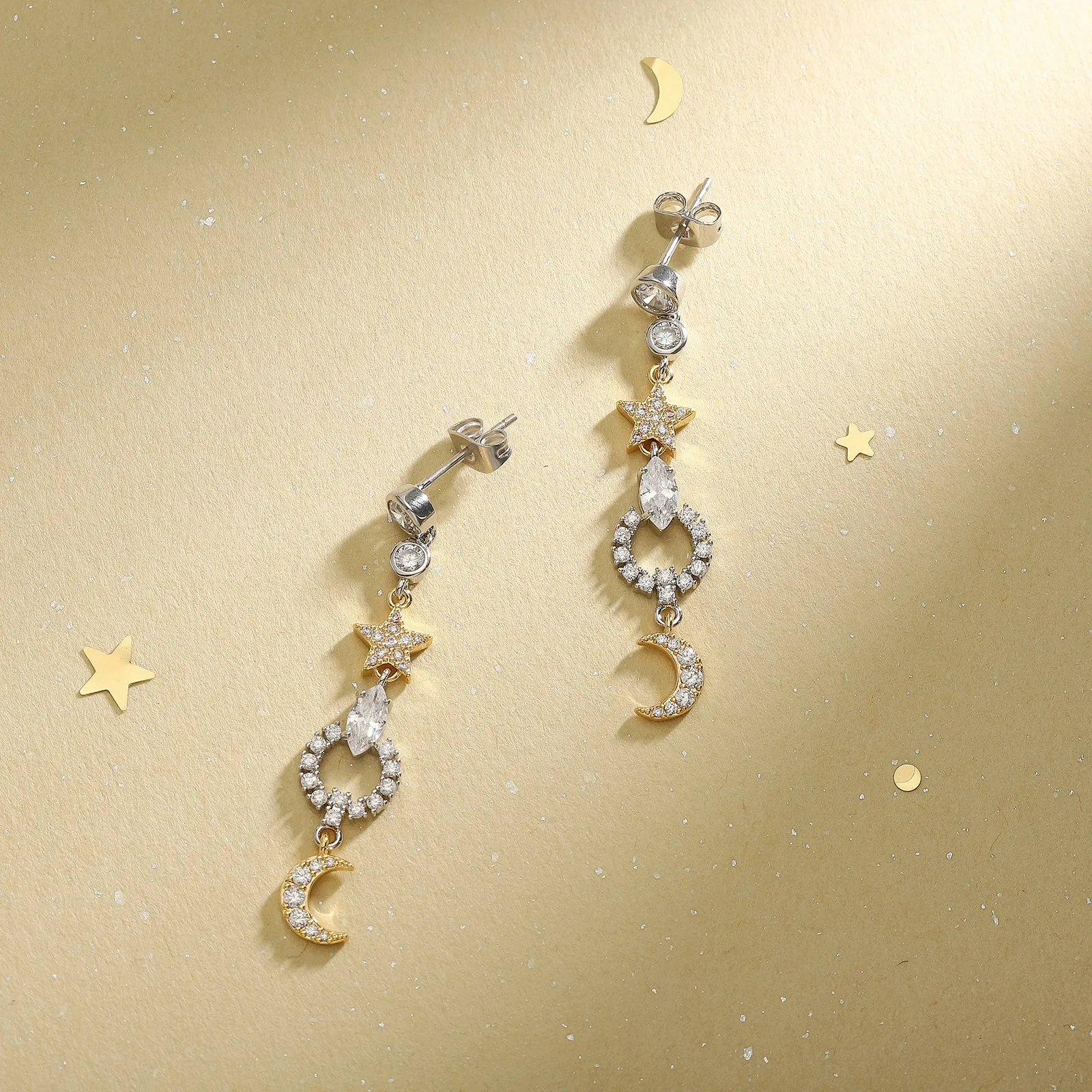 Moon Star Pearl Earrings