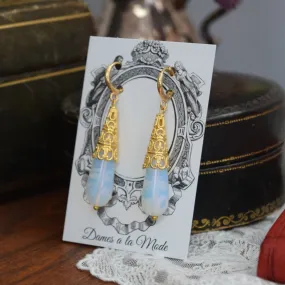 Moonstone Teardrop Filigree Earrings