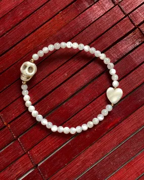 Mother of Pearl and Howlite Skull Bracelet