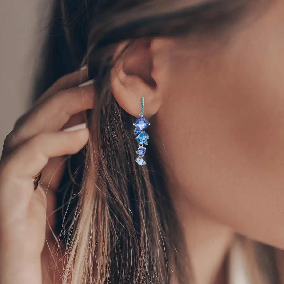 Mystic Quartz and Blue Topaz Drop Earrings