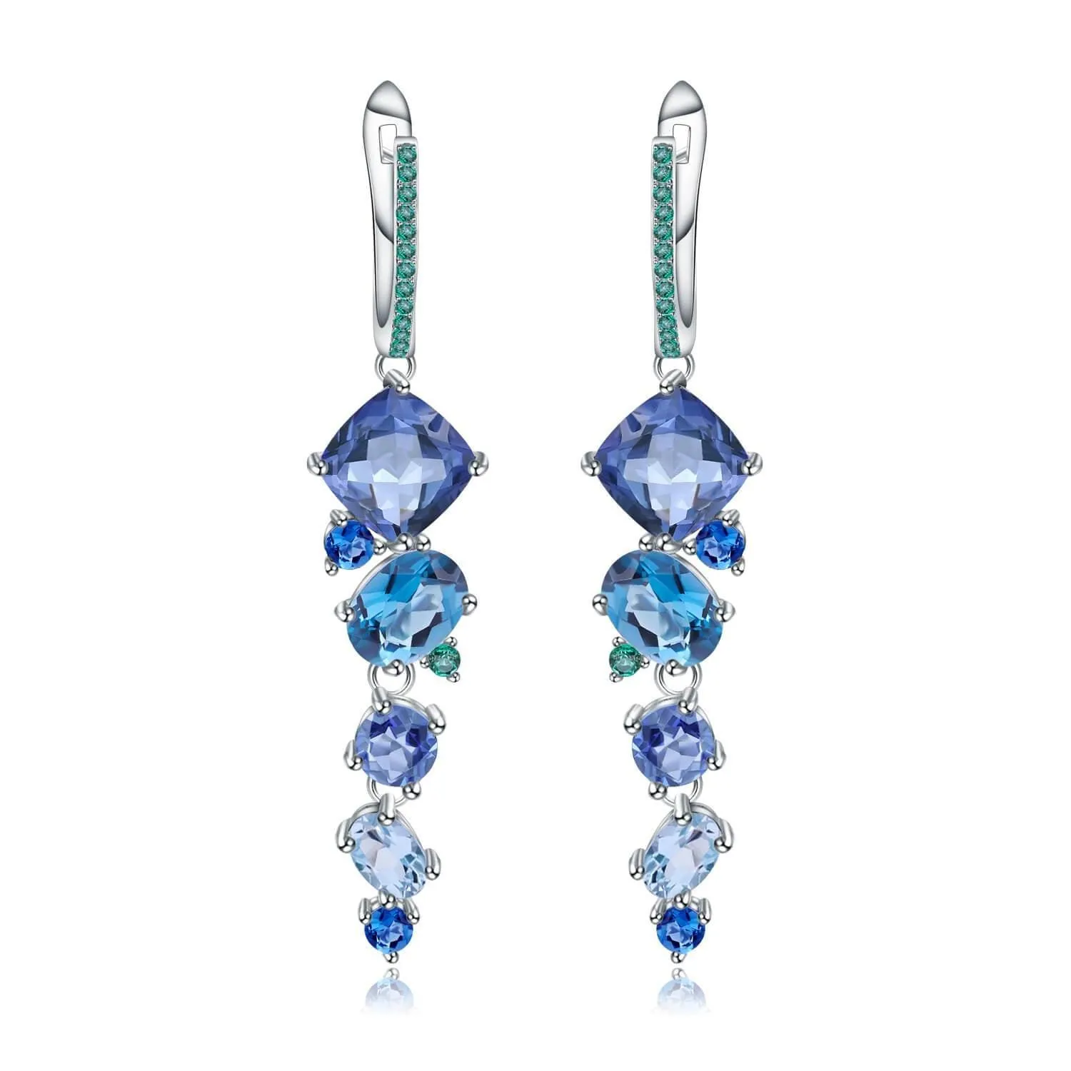 Mystic Quartz and Blue Topaz Drop Earrings