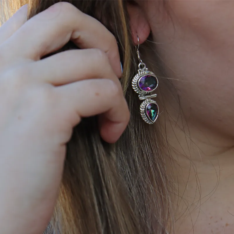 Mystic Topaz Double Drop Earrings