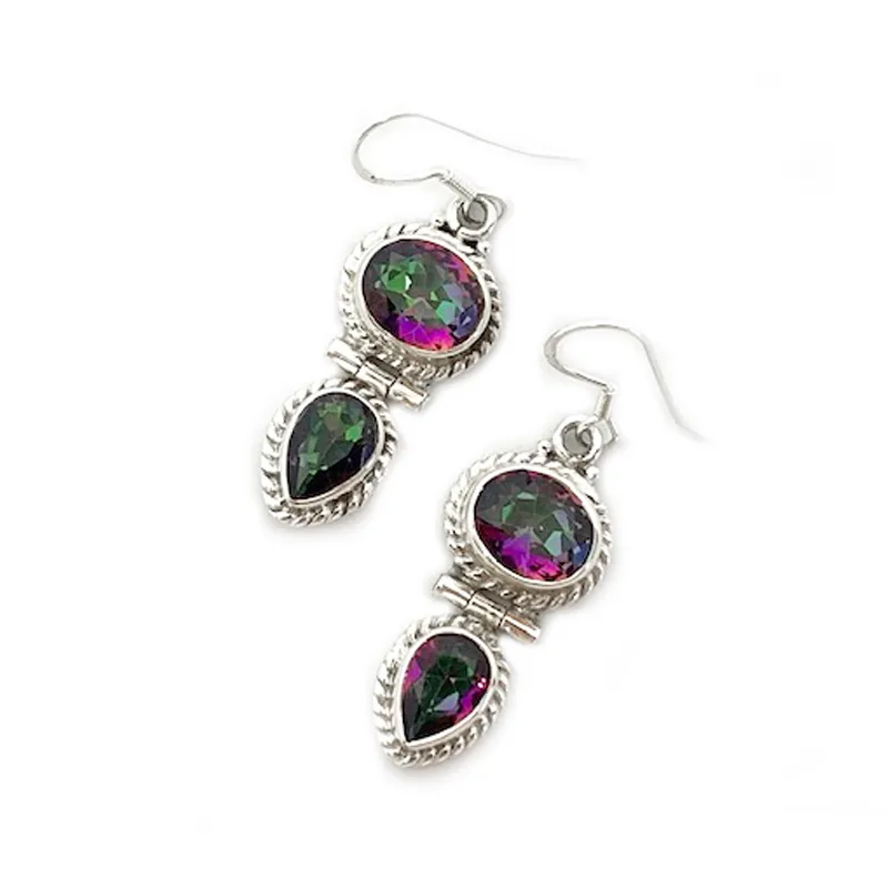 Mystic Topaz Double Drop Earrings