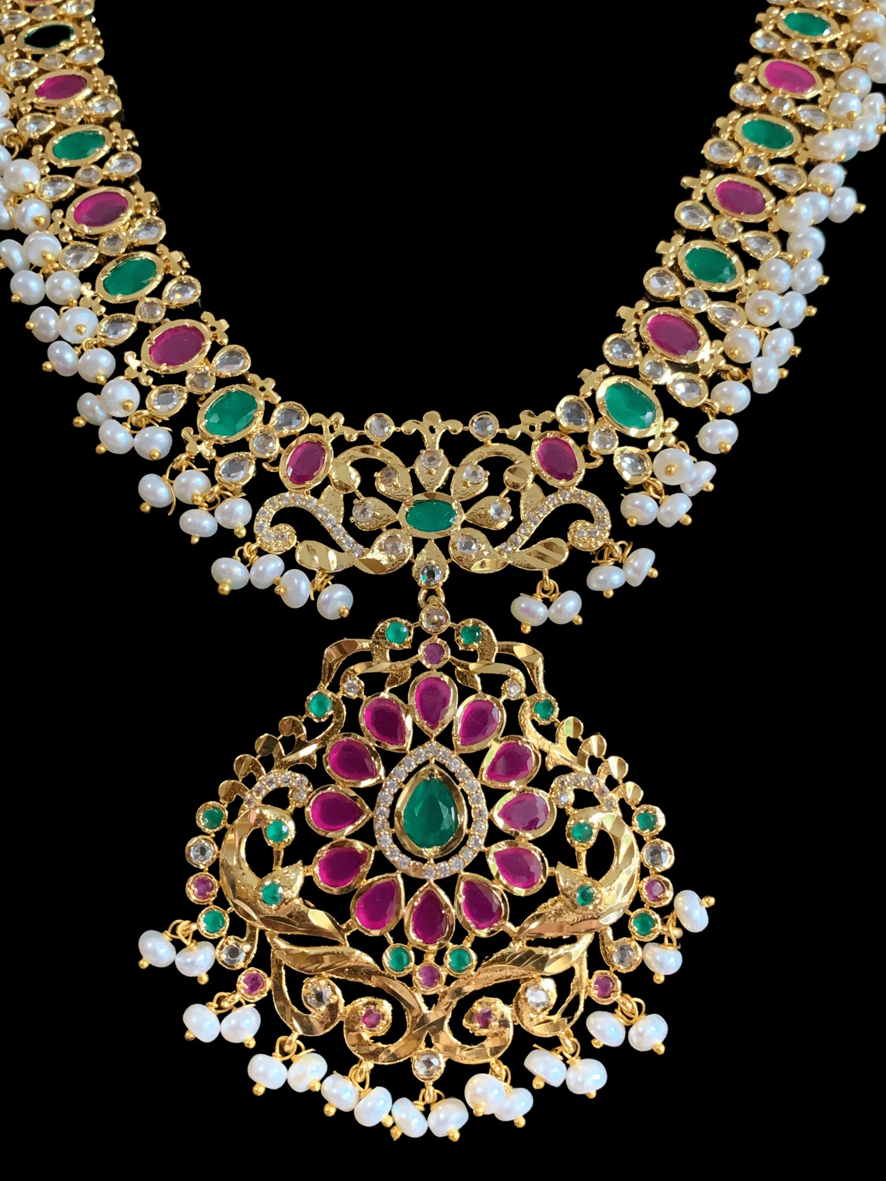 NS252 Amani ruby emerald  necklace set (READY TO SHIP)