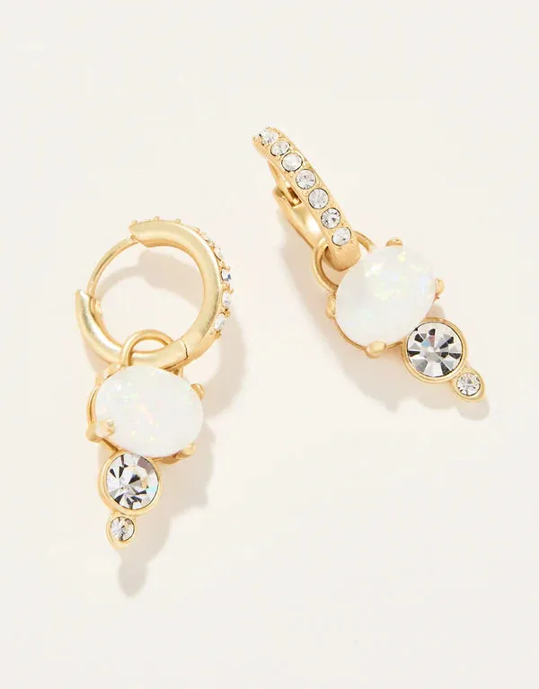 Opaline Drop Hoop Earrings - Crystal