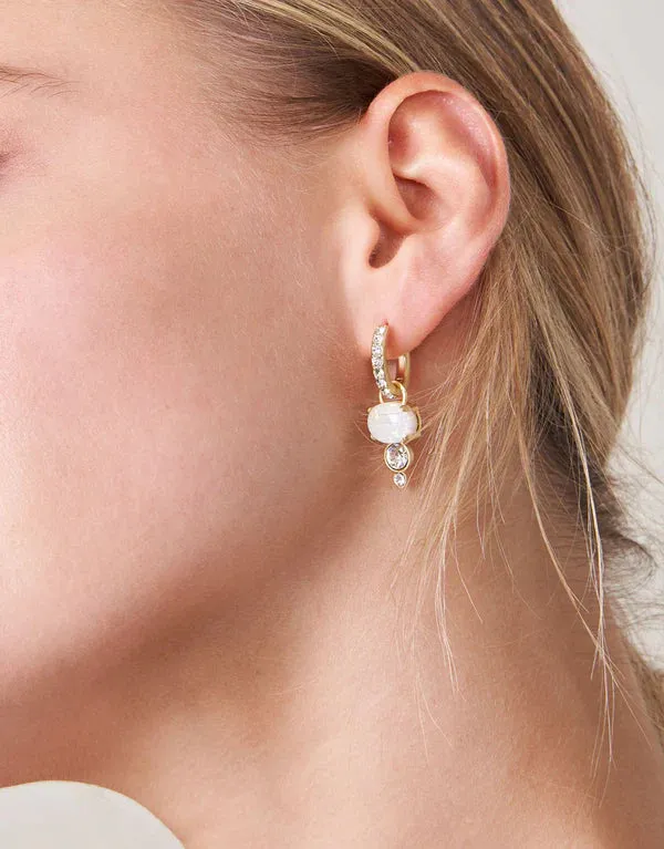 Opaline Drop Hoop Earrings - Crystal