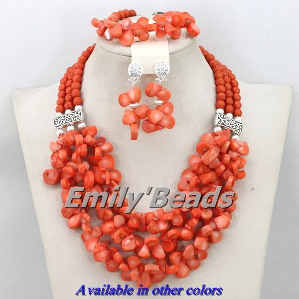 Orange African Costume Jewelry Sets Nigerian Wedding