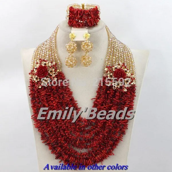 Orange African Costume Jewelry Sets Nigerian Wedding