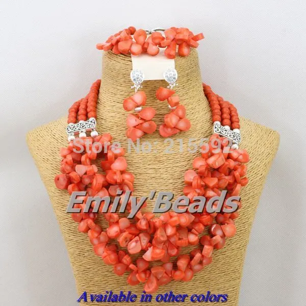 Orange African Costume Jewelry Sets Nigerian Wedding