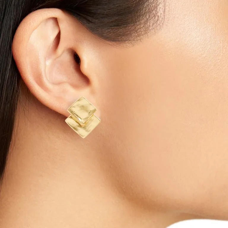 Overlap square clip-on Earrings