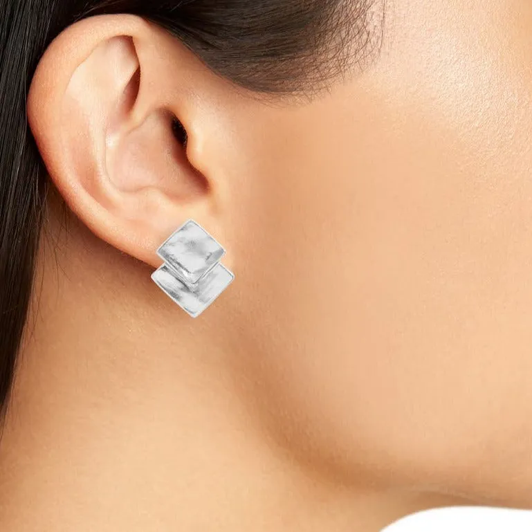 Overlap square clip-on Earrings